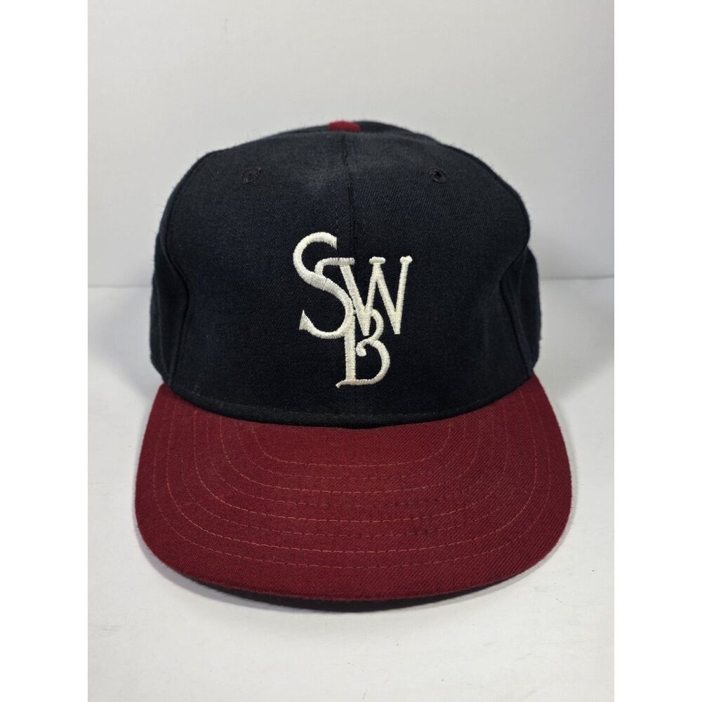Vintage 80s New Era Pro Model SWB Red Barons Fitted Hat 7 1/2 Wool Cap USA Made